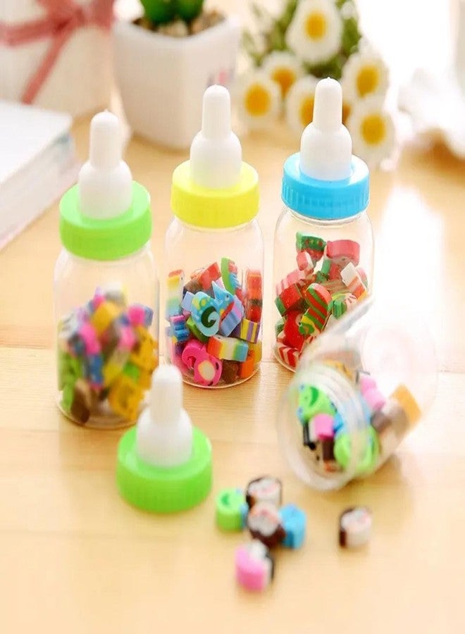 VTL Mini Erasers in Baby Bottle | Cute Cartoon Shaped Erasers for Kids | Fun School Stationery & Return Gift for Students (Pack of 4 Bottles, Multi-Color) - Image 3